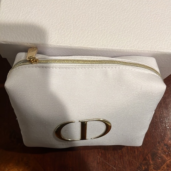 Christian Dior white makeup bag gold hardware CD logo gold - Picture 2 of 4
